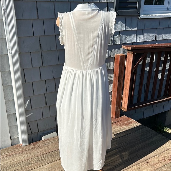 BURU Off-White Rayon Ruffled Sleeveless Dress Size Large - Picture 7 of 9